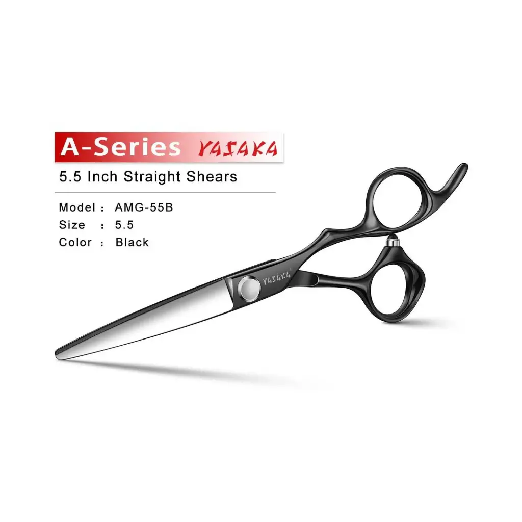 YASAKA 5.5" High‑end Barber Hair Scissors Cobalt Steel Sharp Convex Edge, Hair Shears for Precision Cutting, Ultra Sharp & Straight Convex Blade, Haircut Scissors For Men Women Salon& Home, Black