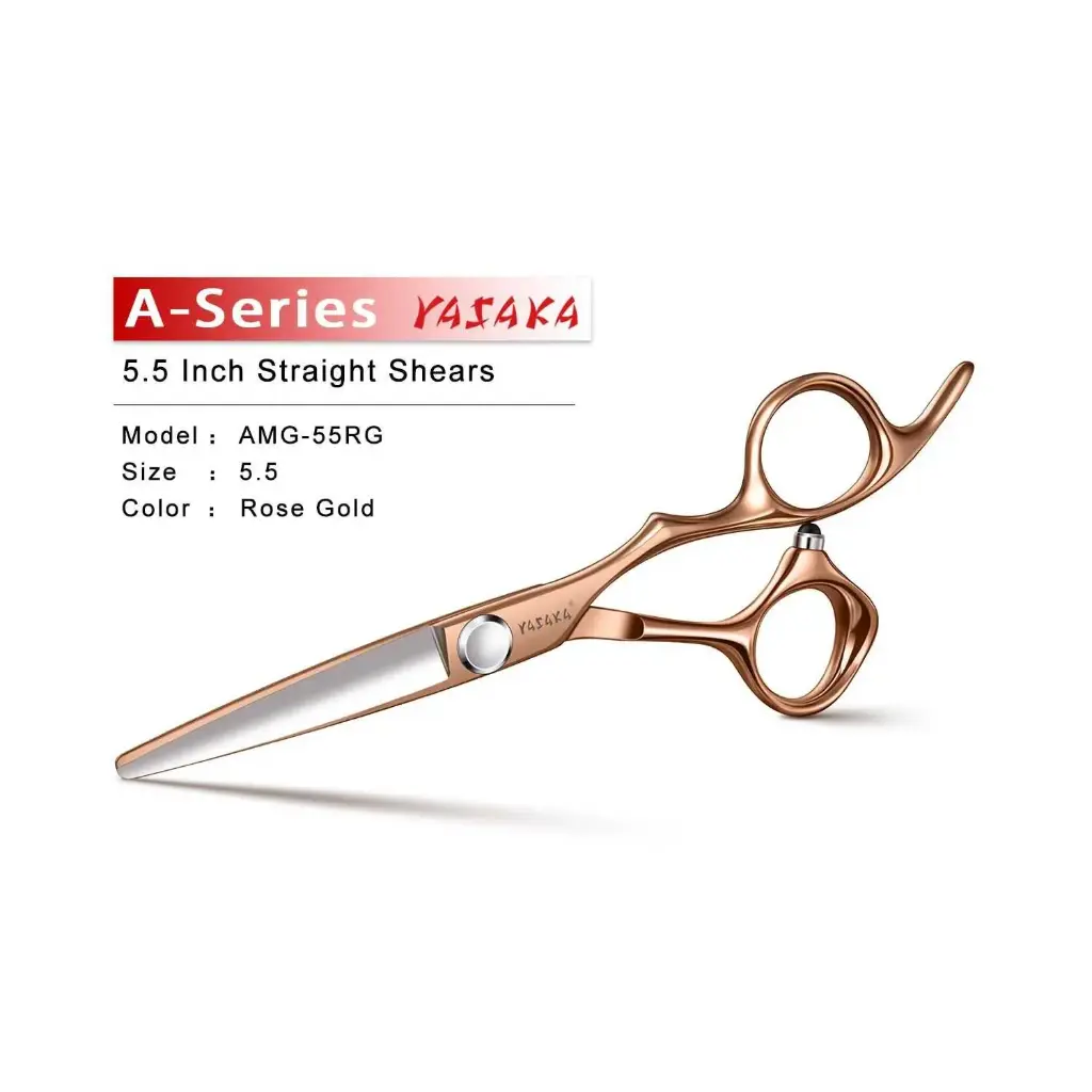 YASAKA 5.5" High‑end Barber Hair Scissors Cobalt Steel Sharp Convex Edge, Hair Shears for Precision Cutting, Ultra Sharp & Straight Convex Blade, Haircut Scissors For Men Women Salon& Home, Gold