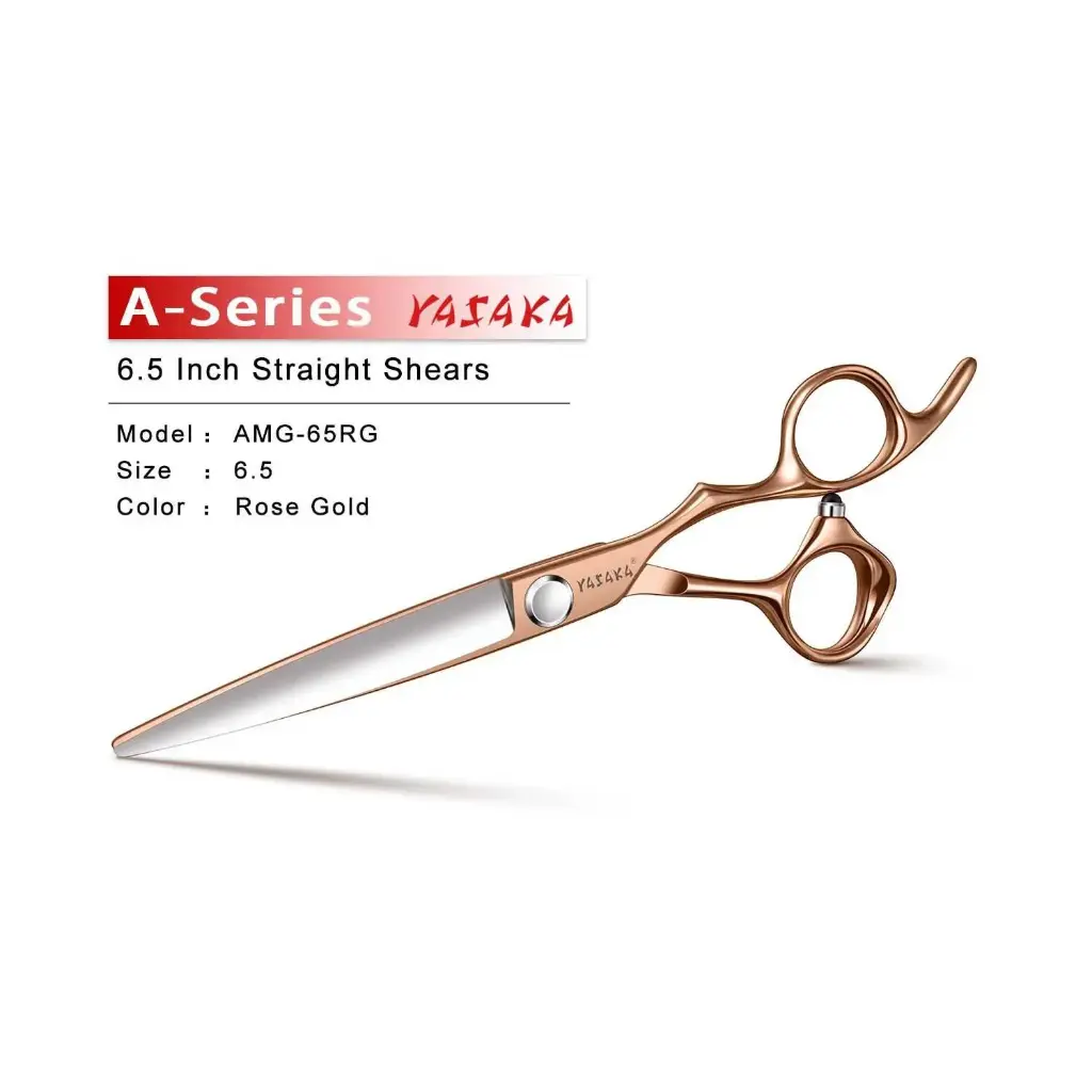 YASAKA Professional Hair Cutting Shears 6.5" Cobalt Steel Sharp Convex Edge, Hair Scissors for Precision Cutting,Ultra Sharp & Straight Convex Blade,Barber Shears for Salon & Home Haircut,Gold