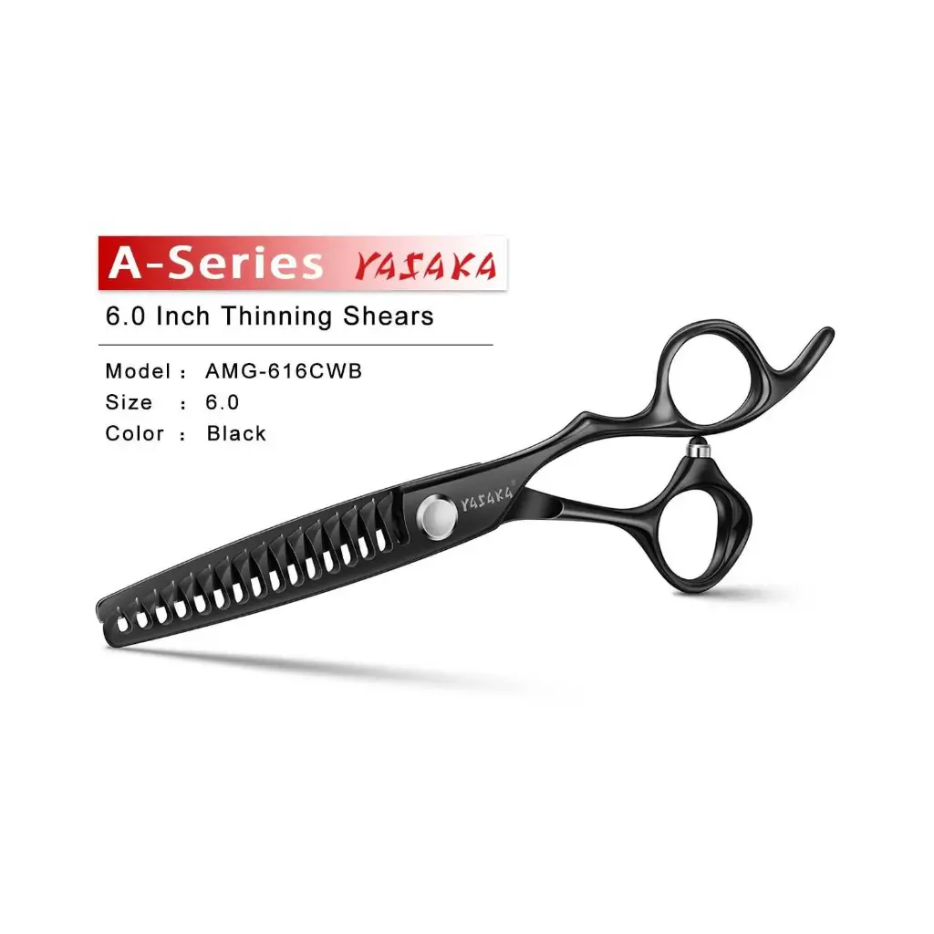 YASAKA 6" Thinning Shears for Hair Cutting with 16 Teeth Sharp Blade, Ultra Sharp Convex Blade,Cobalt Steel Thinning Scissors,Barber Texturizing Scissors For Men Women Salon& Home,Black