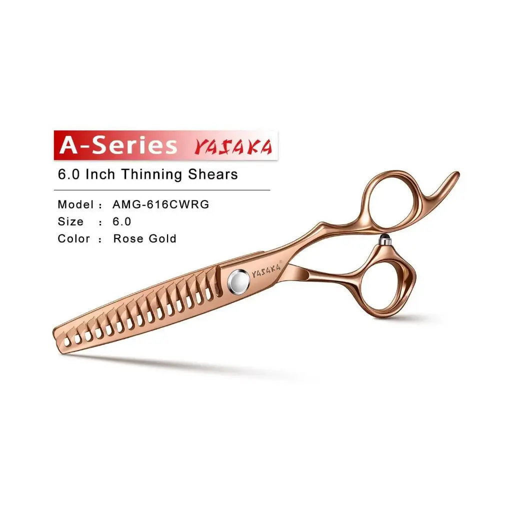 YASAKA 6" Thinning Shears for Hair Cutting with 16 Teeth Sharp Blade, Ultra Sharp Convex Blade,Cobalt Steel Thinning Scissors,Barber Texturizing Scissors For Men Women Salon& Home,Gold