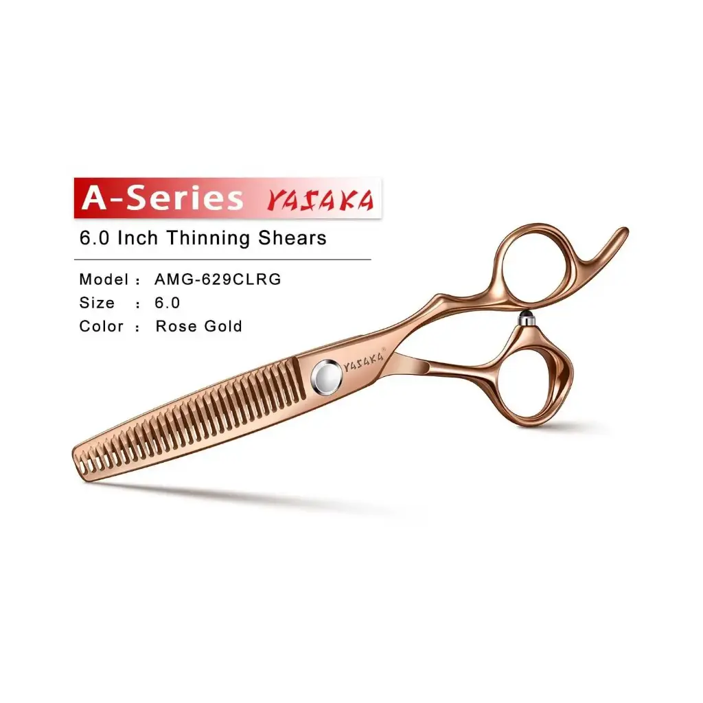 YASAKA High-end 6" Thinning Shears for Hair Cutting - 29 Teeth Sharp Blade, Ultra Sharp & Straight Convex Blade,Crafted from Cobalt Steel,Texturizing Scissors For Men Women Salon& Home,Gold