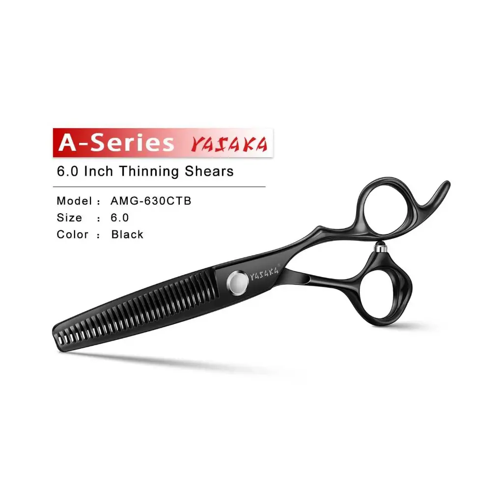 YASAKA High-end 6" Thinning Shears for Hair Cutting - 30 Teeth Sharp Blade, Ultra Sharp & Straight Convex Blade,Crafted from Cobalt Steel,Thinning Scissors For Men Women Salon& Home, Black