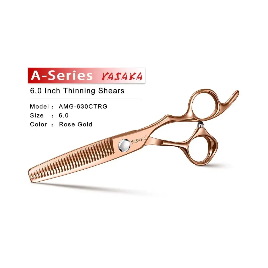 YASAKA High-end 6" Thinning Shears for Hair Cutting - 30 Teeth Sharp Blade, Ultra Sharp & Straight Convex Blade,Crafted from Cobalt Steel,Thinning Scissors For Men Women Salon& Home, Gold